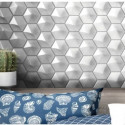 Faience hexagonale relief 3D 12.4x10.7 Oberland white brillant