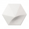 Faïence relief 3D 12.4x10.7 Oberland hexagone white mat