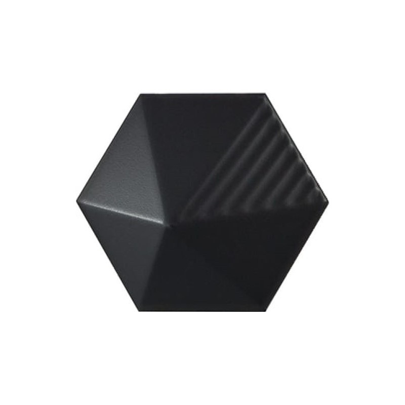 carrelage-3D-hexagonal-noir-mat-relief-grahique-Umbrella-124x107