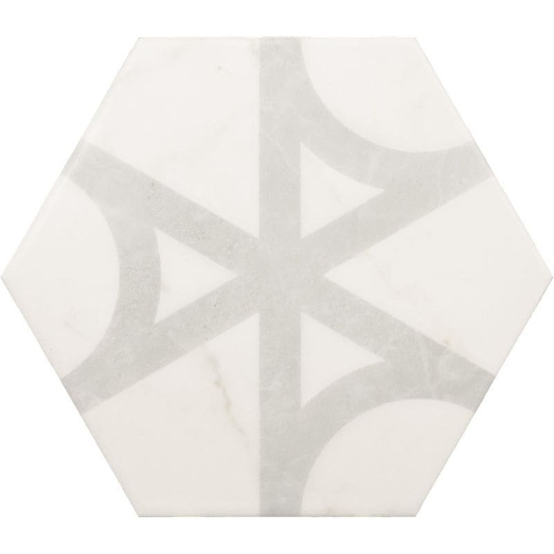 Carrelage-tomette-hexagone-decor-marbre Carrara-Mat-Flow-175x200-mm