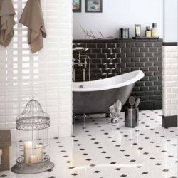 carrelage-octogonal-20x20-blanc-brillant-avec-cabochon-noir-brillant-au-sol-d-une-salle-de-bains-retro