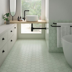 salle-de-bain-Carrelage-hexagonal-vert-menthe-116x101-Kromatika-mint-pour-sol-et-mur