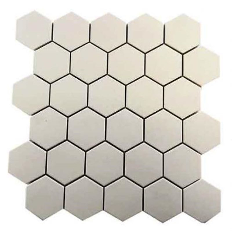 carrelage-hexagonal-55x62-mm-sodio-blanc-creme-sur-trame-de-30x30--en-gres-cerame-pleine-masse-pour-sol-et-mur