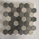 Mosaïque hexagonale 5x5.5 marbre blanc noir