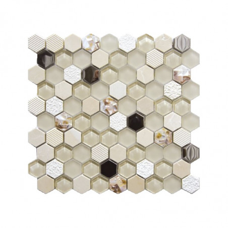 mosaique-hexagonale-beige-3x3-mm-pierre-verre-inox-sur-trame-30.2x30.2