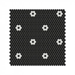 mosaique-hexagonale-sur-trame-flores-negro-25x25-mm-noir-et-blanc